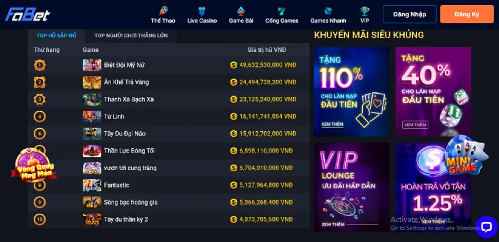 Giao diện trò chơi Slot Game nổ hũ